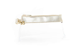 Rich Gold CLEAR IT BAG • Pouch  -Leather Trim