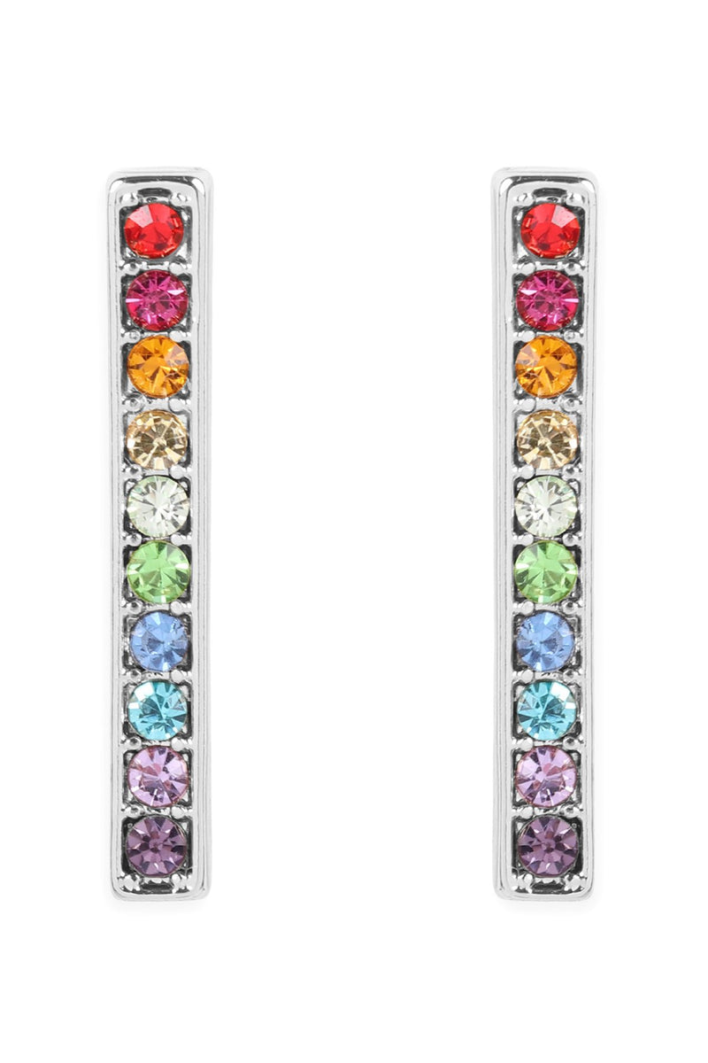 26348 - Rainbow Bar Shape Rhinestone Earrings
