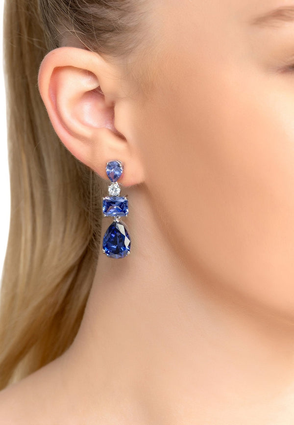 Valentina Drop Earrings Silver Tanzanite