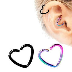 PVD Plated Heart Shaped Cartilage Earring