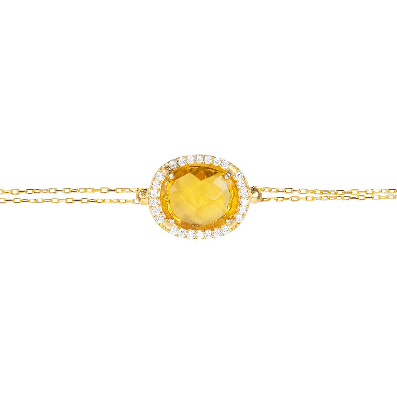 Beatrice Oval Gemstone Bracelet Gold Citrine Hydro