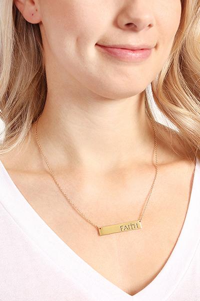 "Faith" Message Bar Necklace