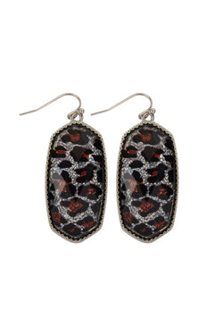 Camouflage Oval Fish Hook Drop Earrings