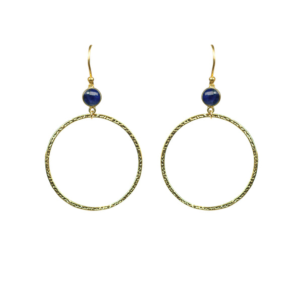 Lapis Lazuli Bezel Circle Earrings