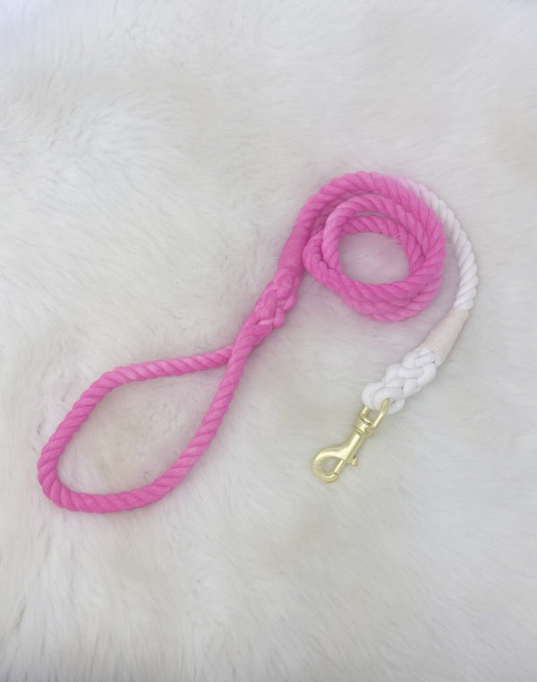 Hand Dyed Cotton Rope Leash, Peach Ombre