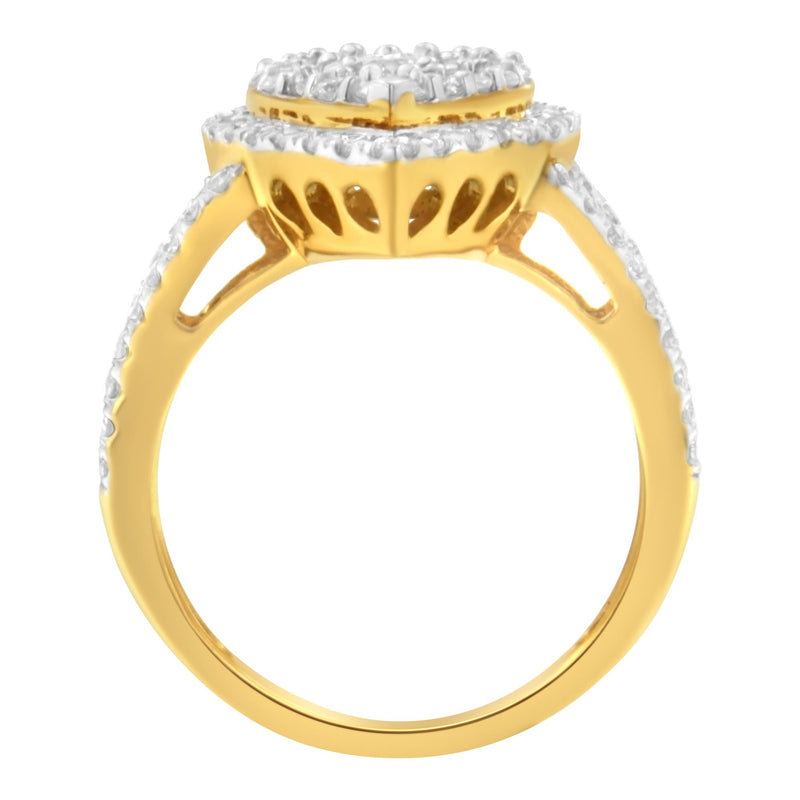 2 Micron Yellow Plated Sterling Silver Diamond Cluster Ring (1 1/2 Cttw, J-K Color, I1-I2 Clarity)