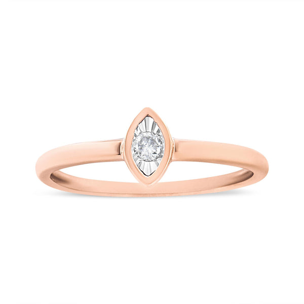 14K Rose Gold Plated .925 Sterling Silver Miracle Set Diamond Accent Pear Shape Promise Ring (J-K Color, I1-I2 Clarity)