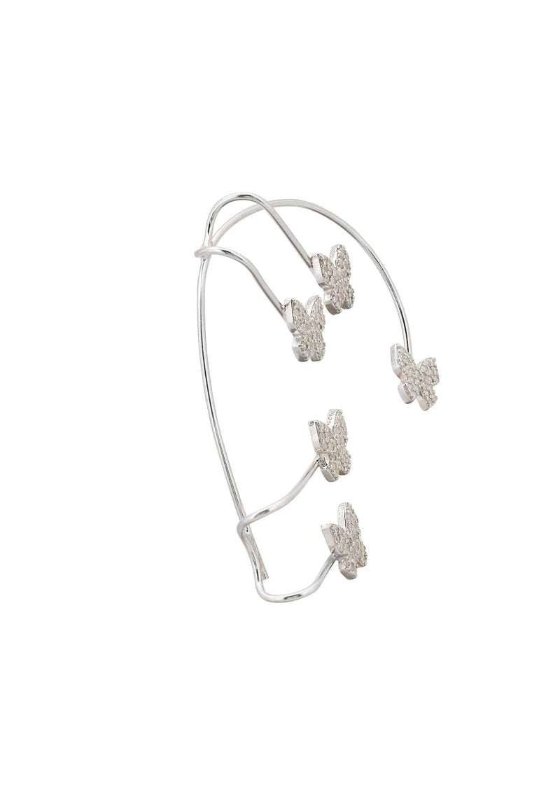 Butterflies Non-Pierced Ear Climber Right Silver