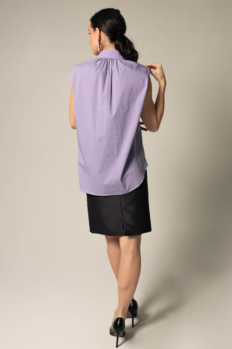Italian Cotton Purple Sleeveless Shirt