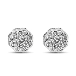 .925 Sterling Silver 1/2 Cttw Round Diamond Cluster Openwork Floral Halo Stud Earrings (I1-I2 Clarity, I-J Color)