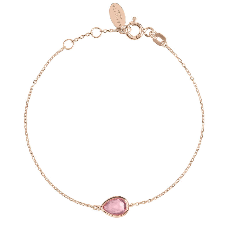 Pisa Mini Teardrop Bracelet Rosegold Pink Tourmaline