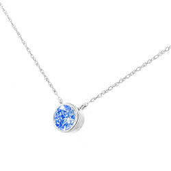 .925 Sterling Silver 1/10 Carat Blue Diamond Suspended Bezel-Set Solitaire 16"-18" Adjustable Pendant Necklace (Color En