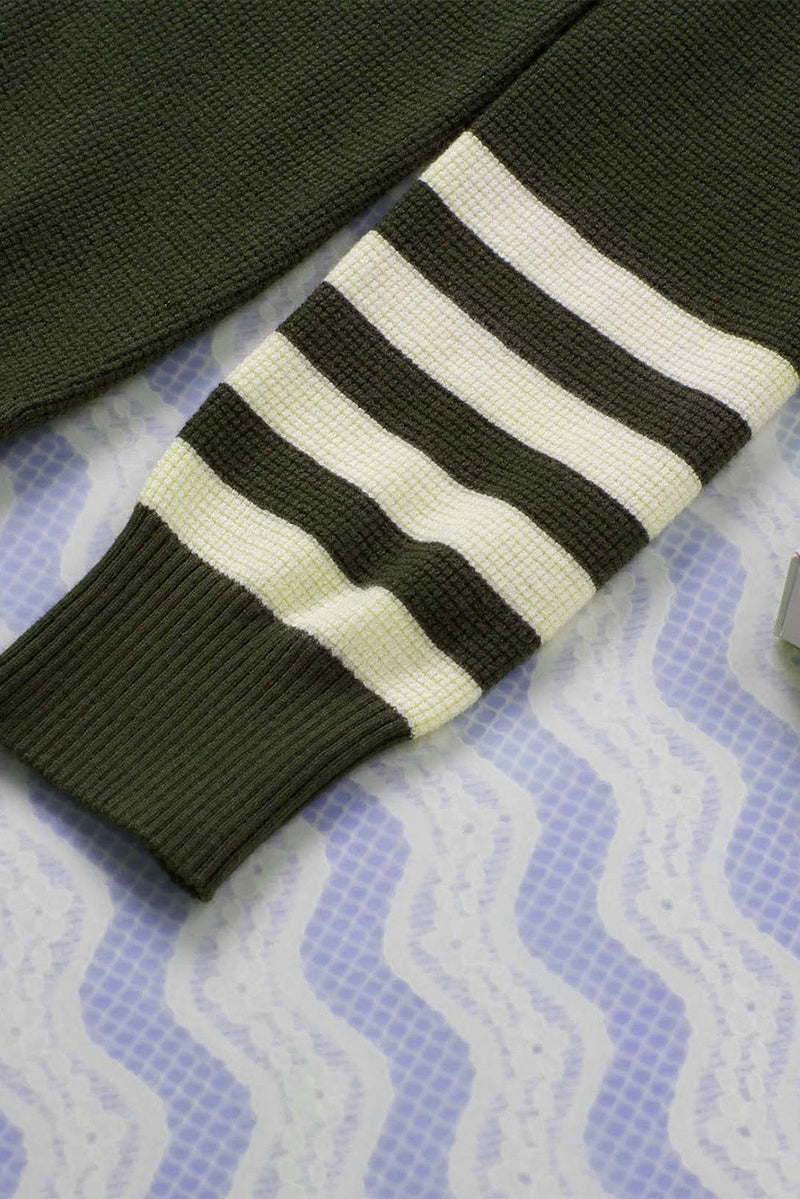 Sophie Striped Sleeve Plain Knit Sweater