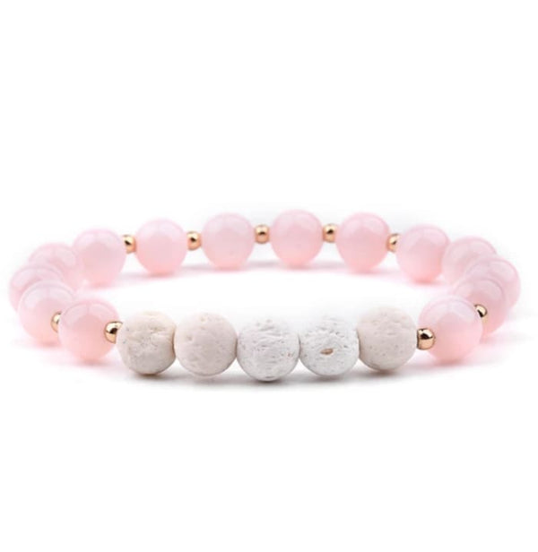 Lava Stone Essential Oil Bracelet - Pink and White