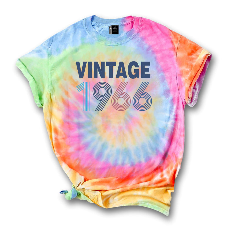 Vintage 1966 Shirt 55th Birthday Gift for Women and Men Funny Tie Dye 55 Years Old Tee Top