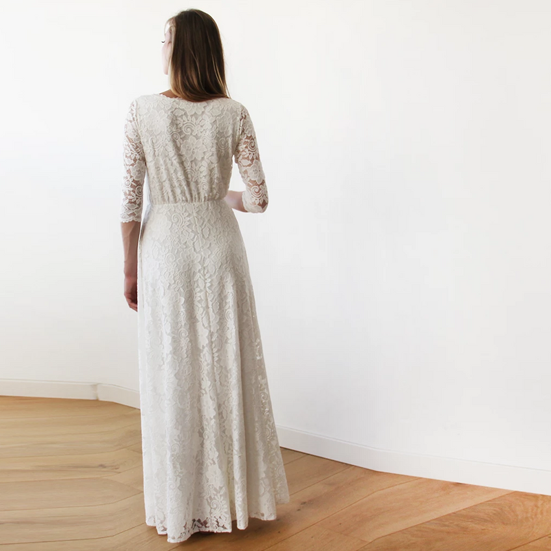 1266Sleeves Lace Wedding Dress, Ivory Boho Wedding Dress 1124 Boho Jeans 1266Sleeves Lace Wedding Dress, Ivory Boho Wedding Dress 1124 Boho Jeans