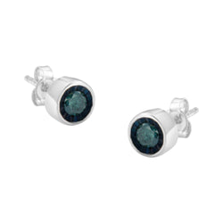 .925 Sterling Silver 0.40 Cttw Round Brilliant-Cut Blue Diamond Miracle-Set Stud Earrings (Fancy Color-Enhanced, I2-I3 C