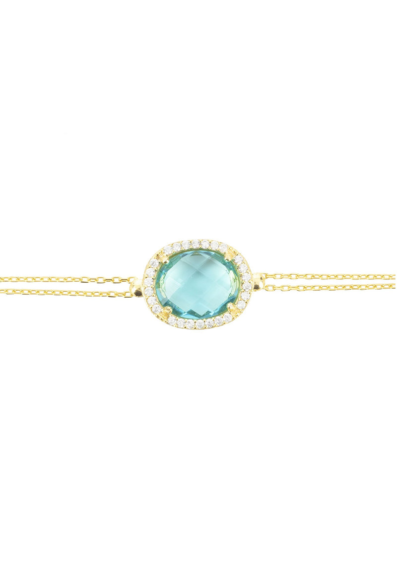 Beatrice Oval Gemstone Bracelet Gold Blue Topaz Hydro