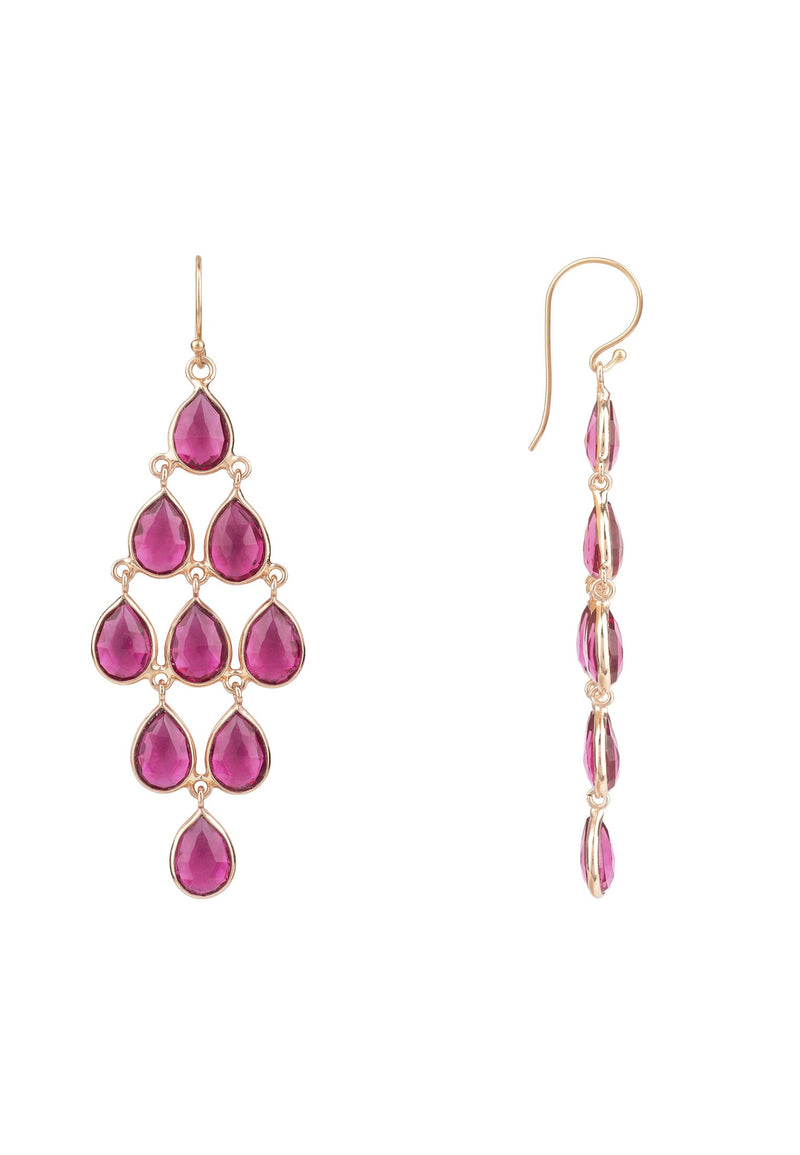 Erviola Gemstone Cascade Earring Rose Gold Pink Tourmaline