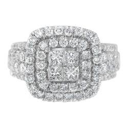 14KT White Gold Round and Princess Diamond Ring (2 1/4 Cttw, H-I Color, SI1-SI2 Clarity)