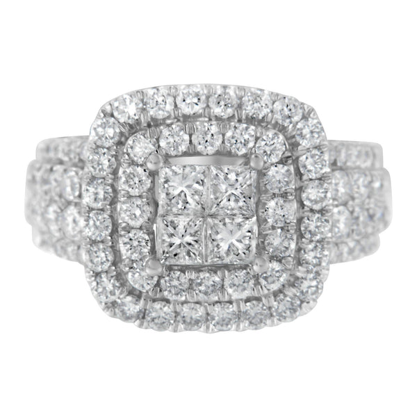 14KT White Gold Round and Princess Diamond Ring (2 1/4 Cttw, H-I Color, SI1-SI2 Clarity)