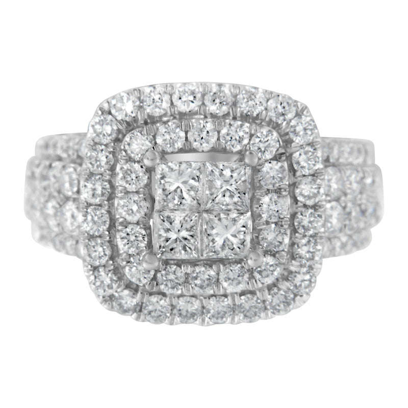 14KT White Gold Round and Princess Diamond Ring (2 1/4 Cttw, H-I Color, SI1-SI2 Clarity)