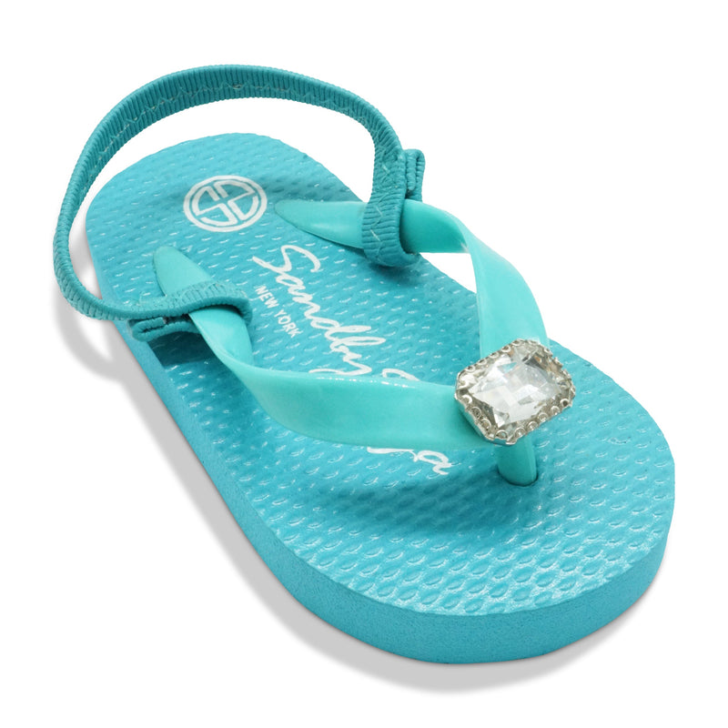 Rectangle Studs -Crystal Baby / Kids Rhine Stone Embellished Flip Flop Sandal