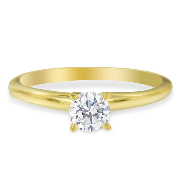 GIA Certified 14K Yellow Gold 1/2 Cttw Diamond Solitaire Engagement Ring (H Color, SI1 Clarity) - Size 8