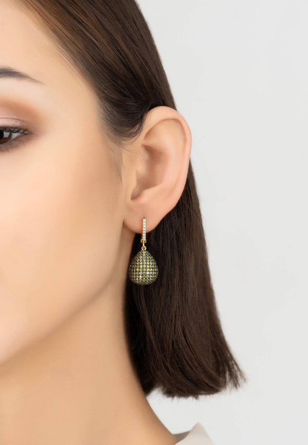 Valerie Pear Drop Gemstone Earrings Gold Peridot