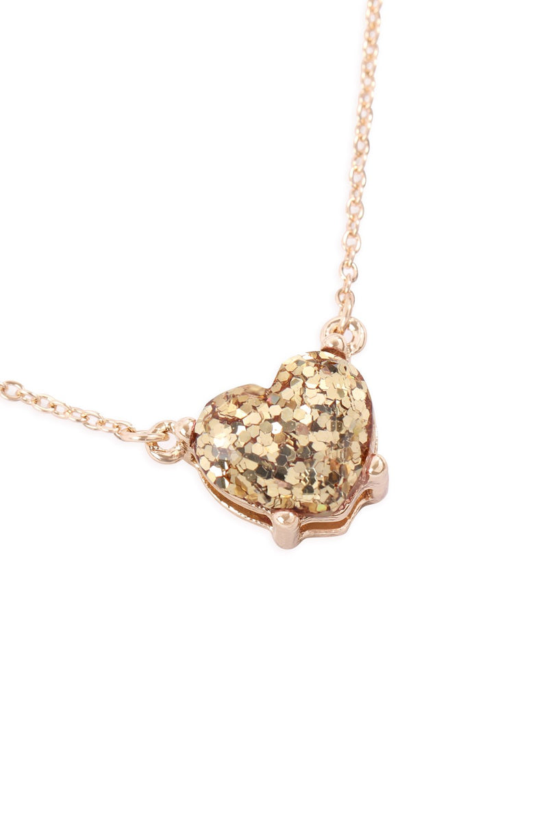 An0105 - Heart Glitter Epoxy Necklace
