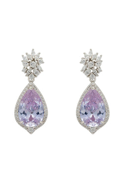Olivia Teardrop Crystal Drop Earrings Tanzanite Blue Silver