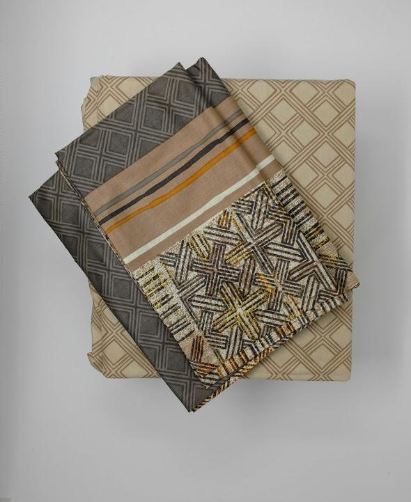 DaDa Bedding Geometric Striped Multi-Color Flat Sheet & Pillow Cases Set (FS8279)
