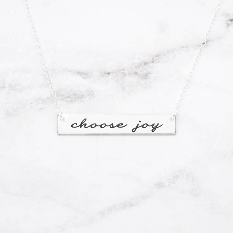 Choose Joy - Rose Gold Quote Bar Necklace