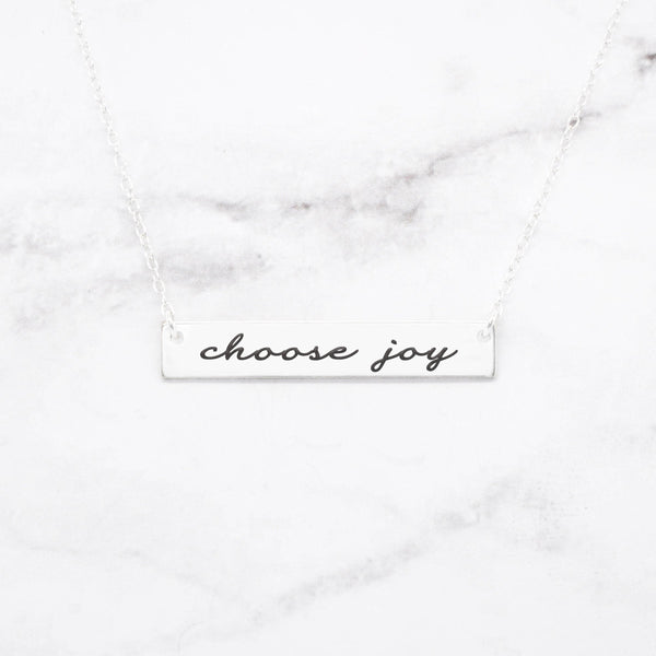 Choose Joy - Gold Quote Bar Necklace