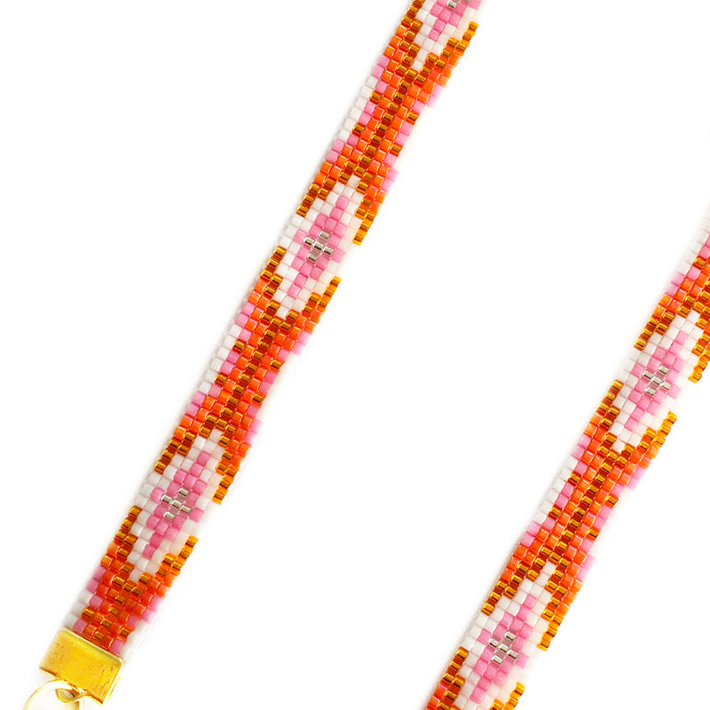 Twilight Long Woven Beaded Necklace - Orange