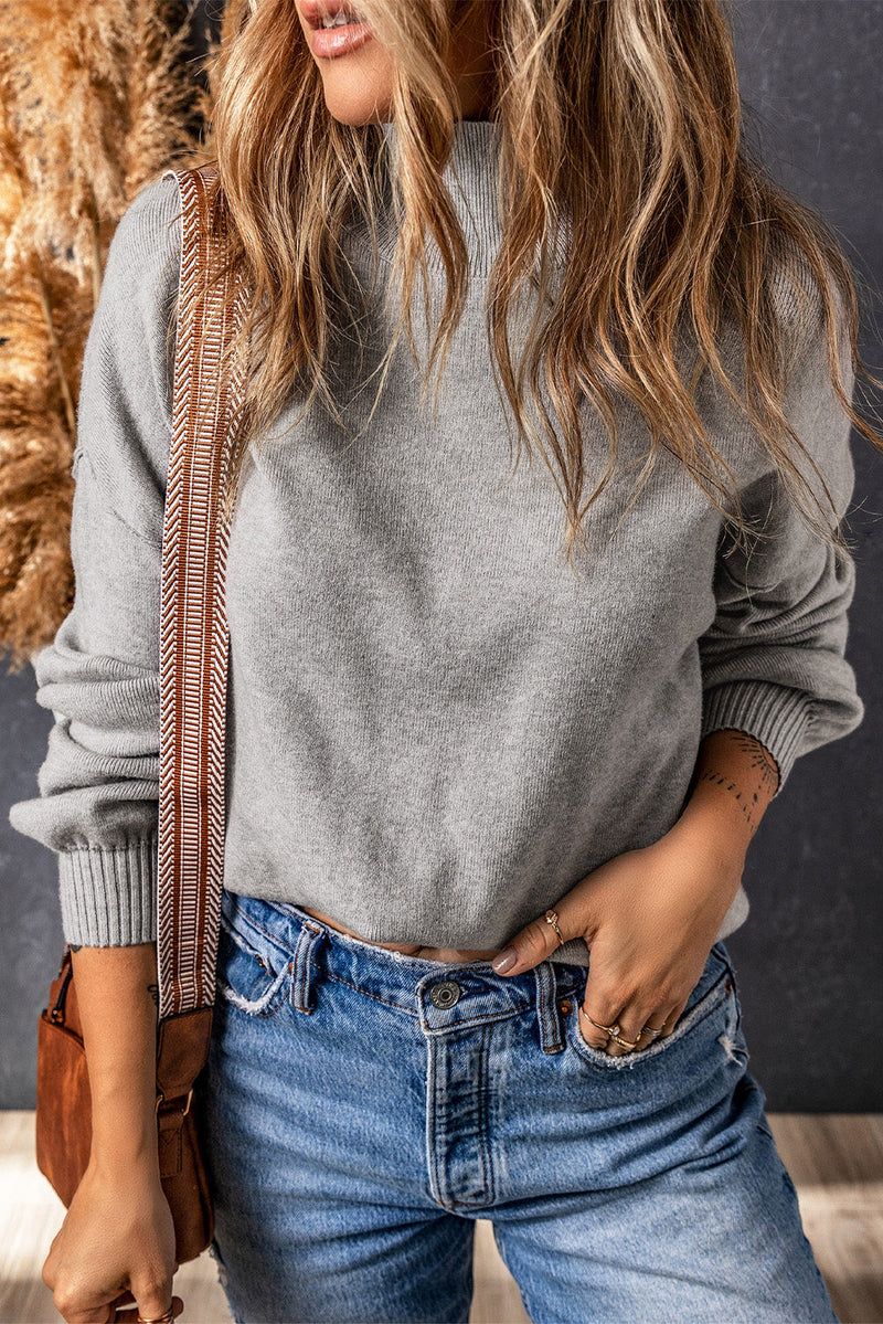 Brielle Turtleneck Drop Shoulder Bubble Sleeve Knit Sweater