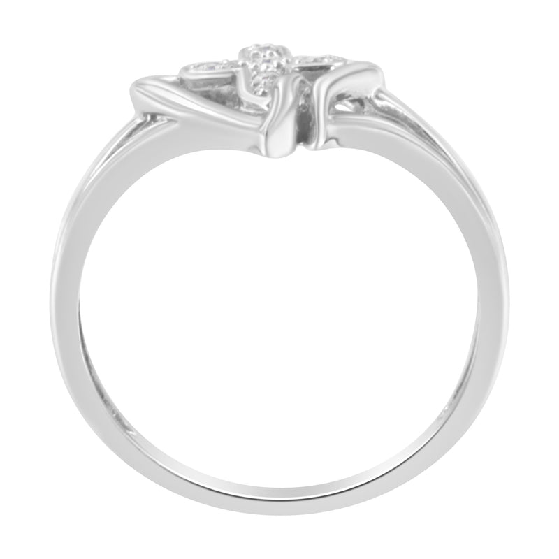 10K White Gold Diamond-Accented Cross & Open Heart Promise Fashion Ring (H-I Color, I1-I2 Clarity) - Size 8