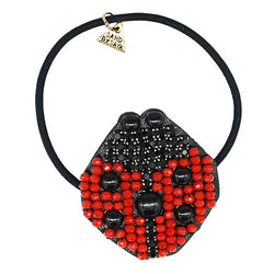 Ladybug- Hair Tie-Red Embellished Motifs