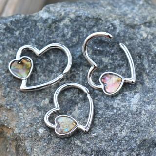 316L Stainless Steel Abalone Shell Heart Annealed Cartilage Earring