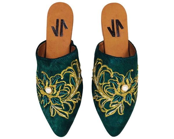 Mules Silvia Cobos Embroidered Green