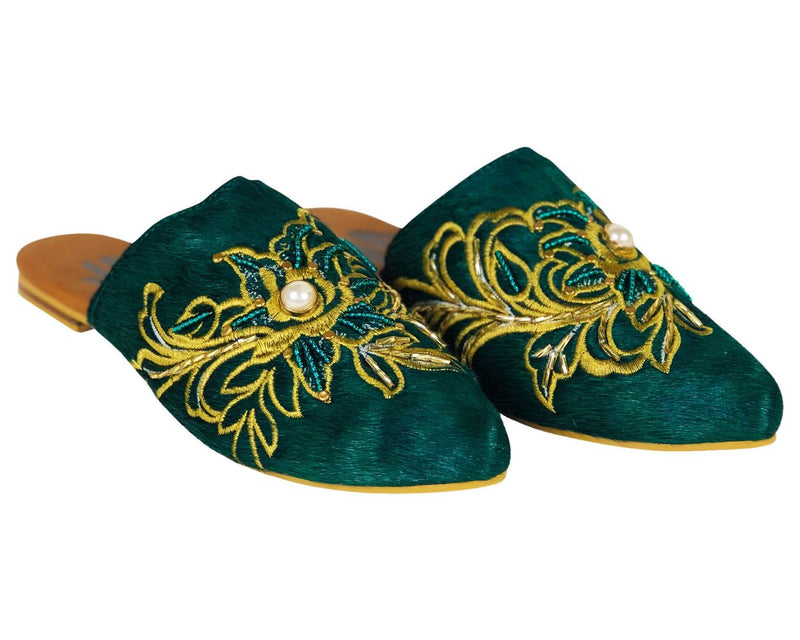 Mules Silvia Cobos Embroidered Green