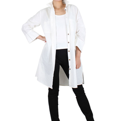 Way Beyoung Women's White Long Sleeve Button-Down Long Jacket