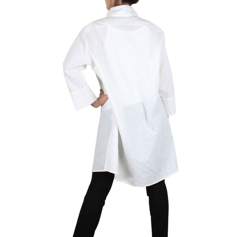 Way Beyoung Women's White Long Sleeve Button-Down Long Jacket