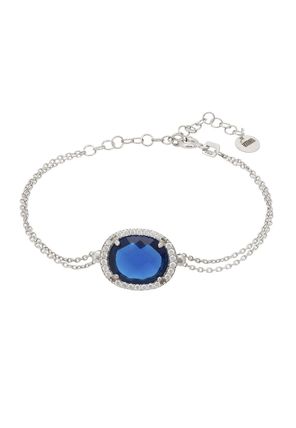 Beatrice Oval Gemstone Bracelet Silver Sapphire Hydro
