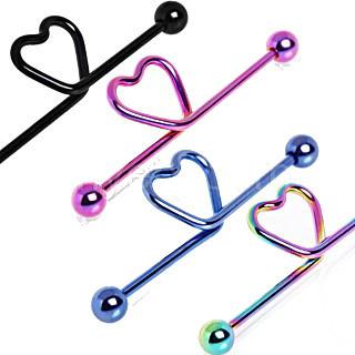 PVD Plated Heart Industrial Barbell
