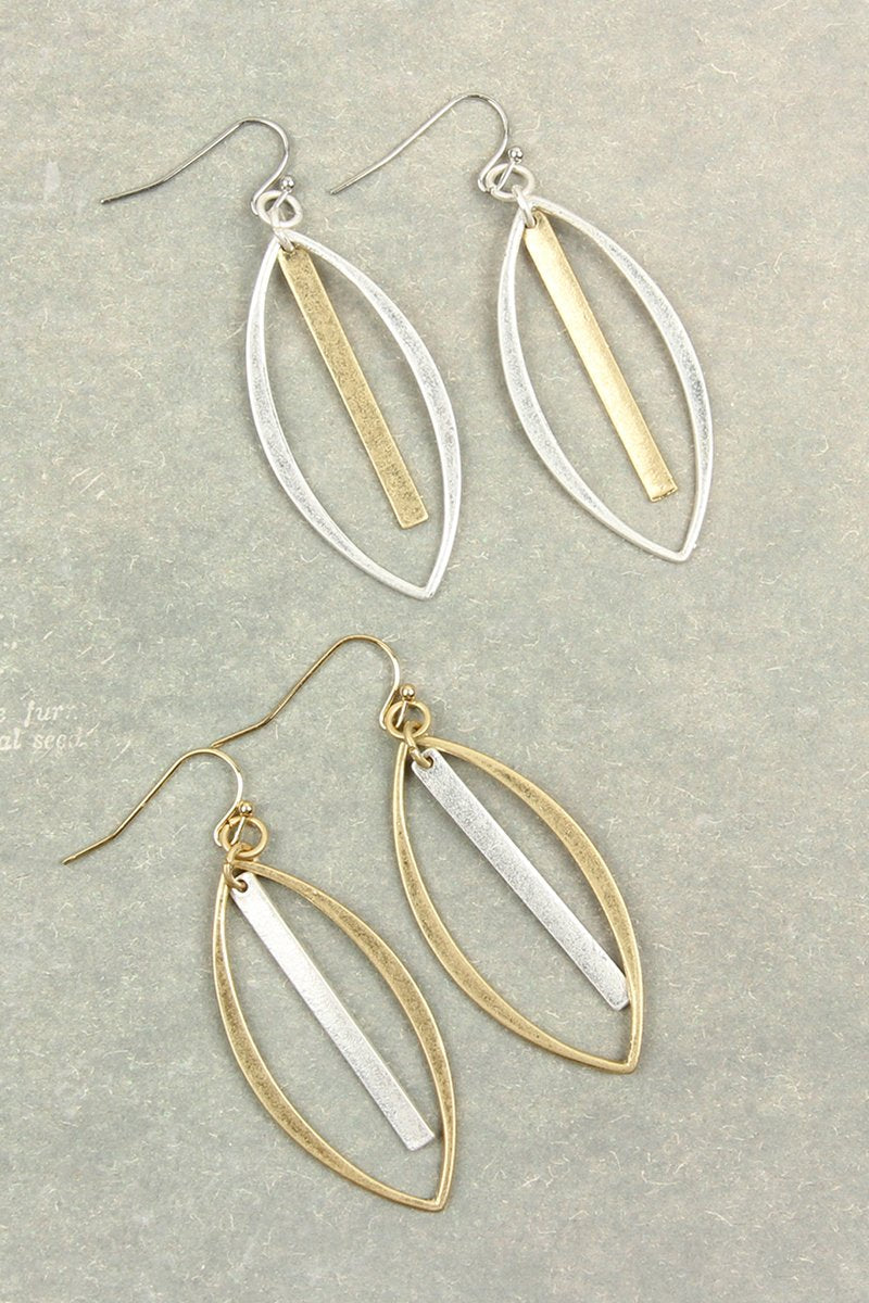 Hde2651 - Open Marquise With Bar Drop Earrings