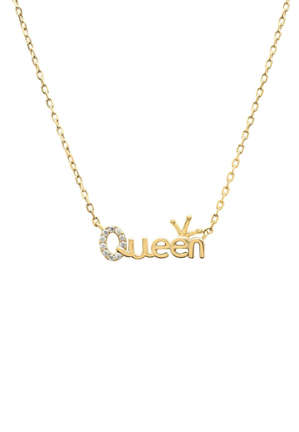 Queen Is the Word Necklace Gold