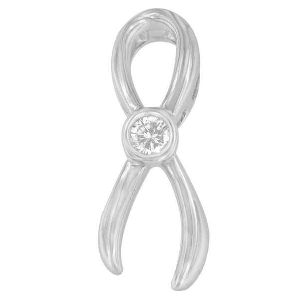 .925 Sterling Silver 1/10 Cttw Diamond Ribbon Pendant Necklace (H-I, I1-I2)