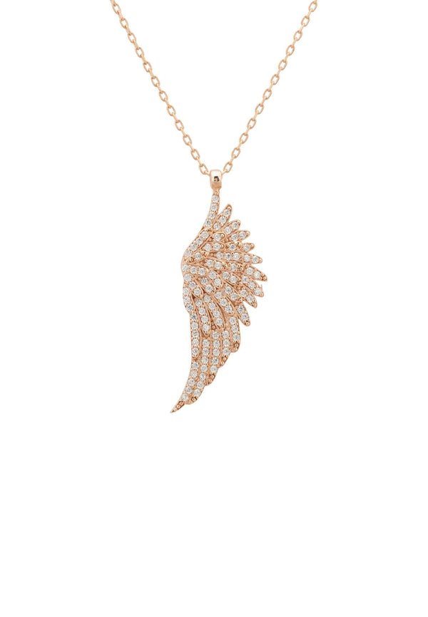 Large Angel Wing Necklace Rosegold