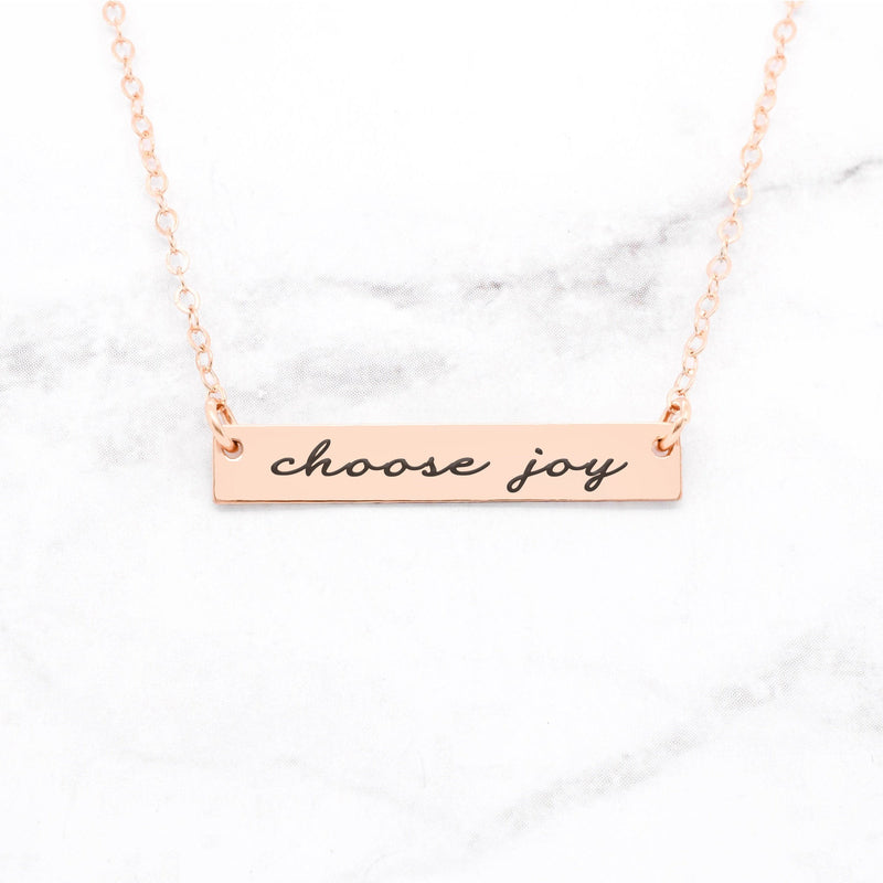 Choose Joy Bar Necklace, a Personalized Hand Stamped Necklace